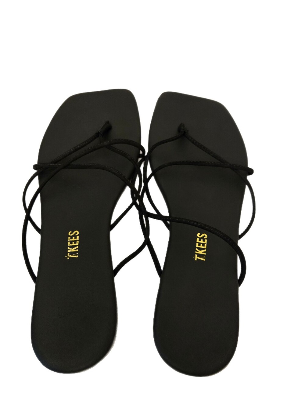 Tkees Women's Sz 9 Black Thong Sandels Square Toe Elle Casual To Dressy